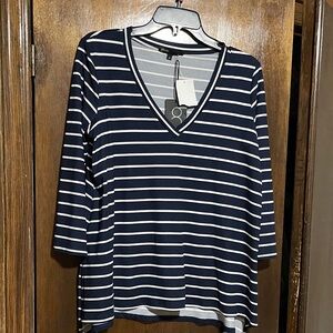 Old Navy Navy and White Striped Long Sleeve Top